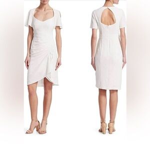 Nanette Lepore DressWhite Core Portrait Ruched Cut Out Back Short Sleeve S